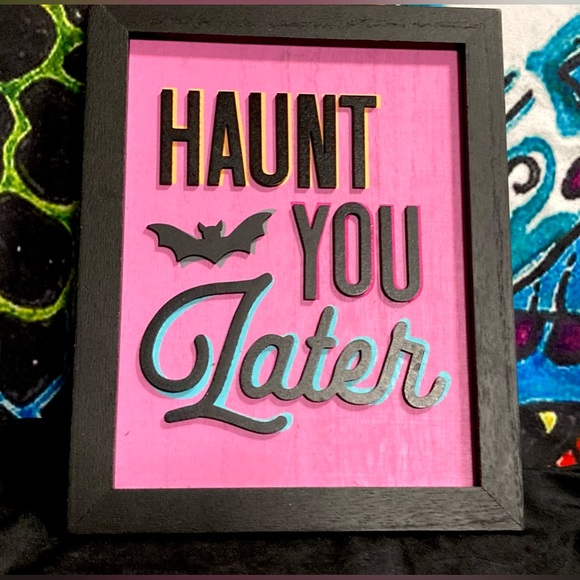 Haunt You Later 🦇 Hanging Wall Sign Goth Halloween Spooky Decor - Picture 7 of 8